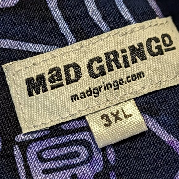 Mad Gringo Island Camp Shirt Fishbone Rayon Wood Button Batik Retro 3X - Picture 5 of 7